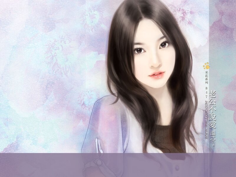 Woman with Long Dark Hair — Purple, Serene