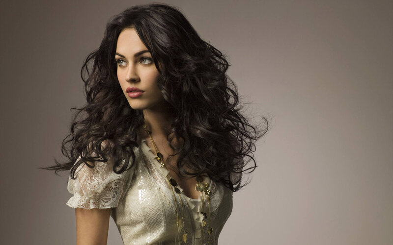 Woman with Long Dark Hair — White, Dramatic, Photograph, Lace Dress, Necklace, Studio Lighting, Black, Gold