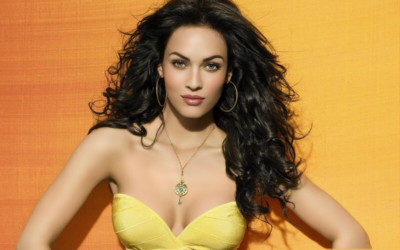 Woman with Long Dark Hair — Yellow, Confident, Photograph, Gold Necklace