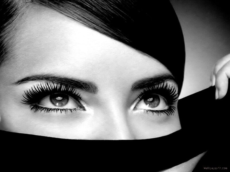woman with long eyelashes