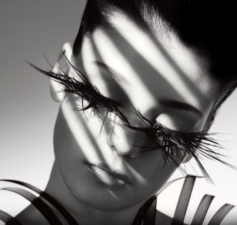 Woman with Long Eyelashes — Black, Dramatic, Photograph, Light