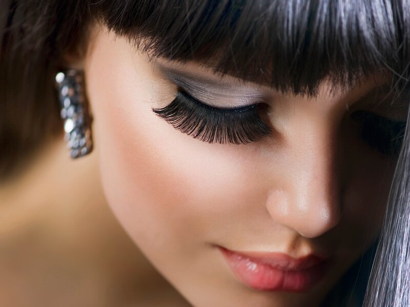 Woman with Long Eyelashes — Black, Dramatic, Photograph, Makeup