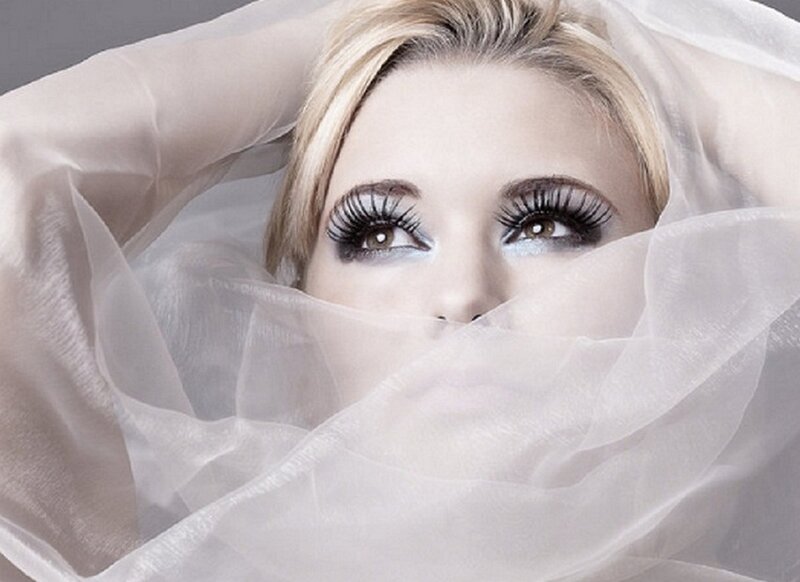 Woman with Long Eyelashes — White, Dramatic