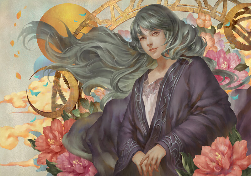 Woman with Long Gray Hair