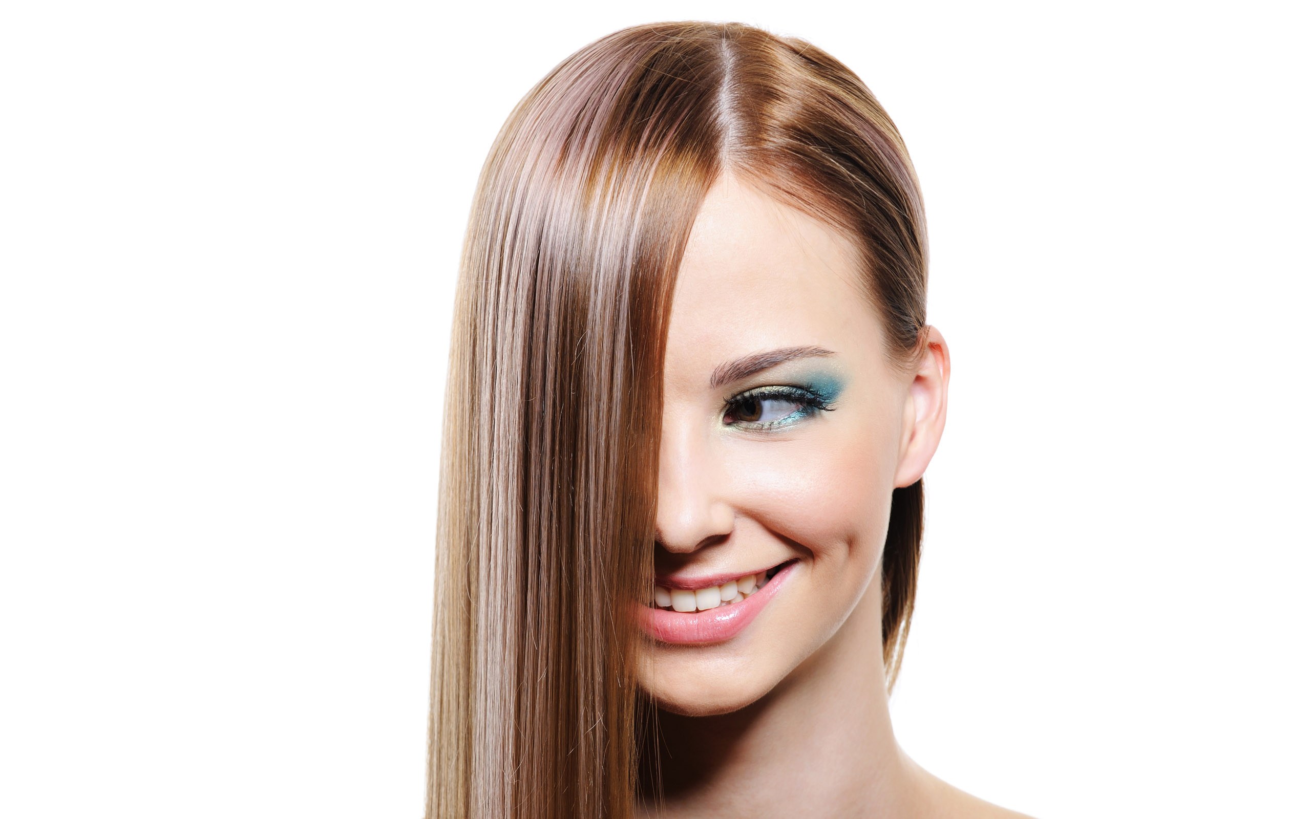 woman with long hair and makeup