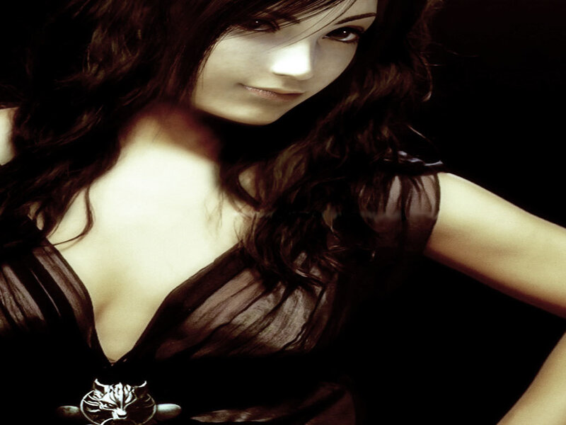 Woman with Long Hair — Black, Dramatic, 3d Render