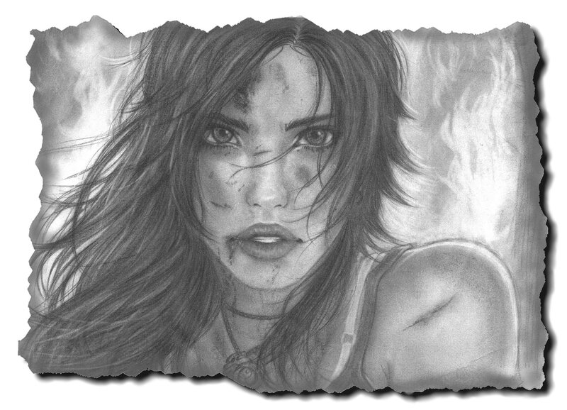 Woman with Long Hair — Black, Dramatic, Illustration, Necklace