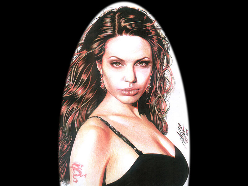 Woman with Long Hair — Black, Dramatic, Illustration