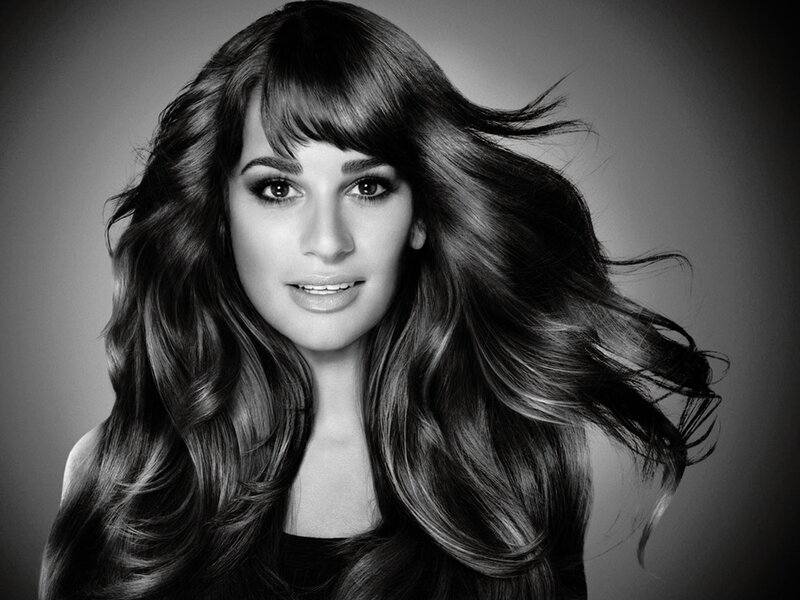 Woman with Long Hair — Black, Dramatic, Photograph, Bangs, Smile