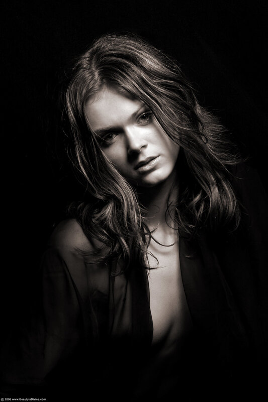 Woman with Long Hair — Black, Dramatic, Photograph, Blouse