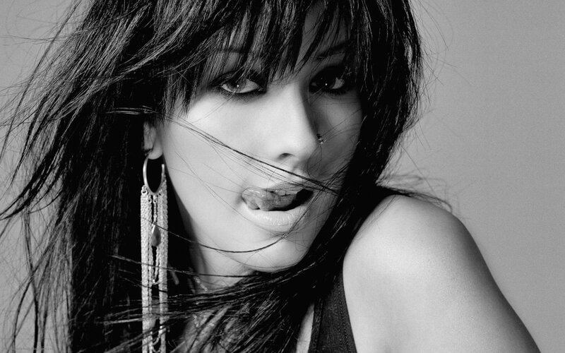 Woman with Long Hair — Black, Dramatic, Photograph, Earring, Lip