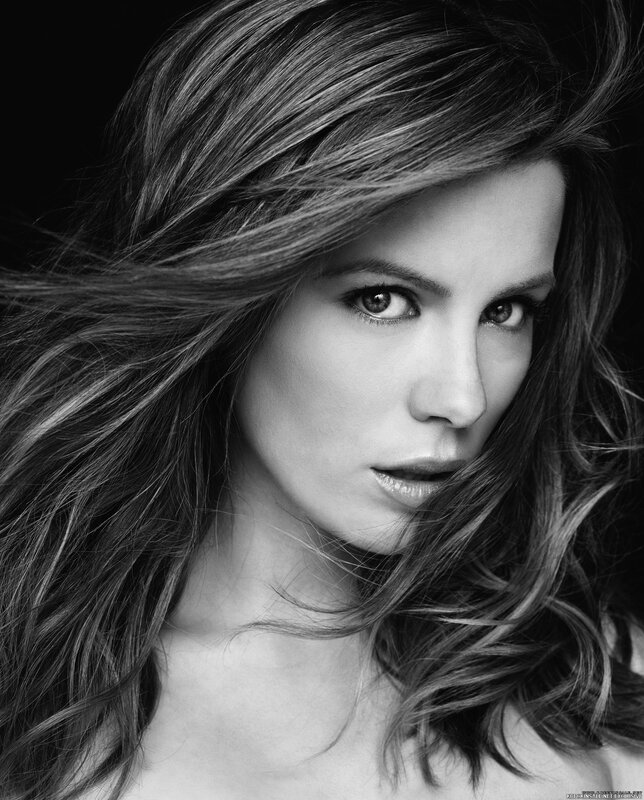 Woman with Long Hair — Black, Dramatic, Photograph, Eyes, Shoulder, White, Gray