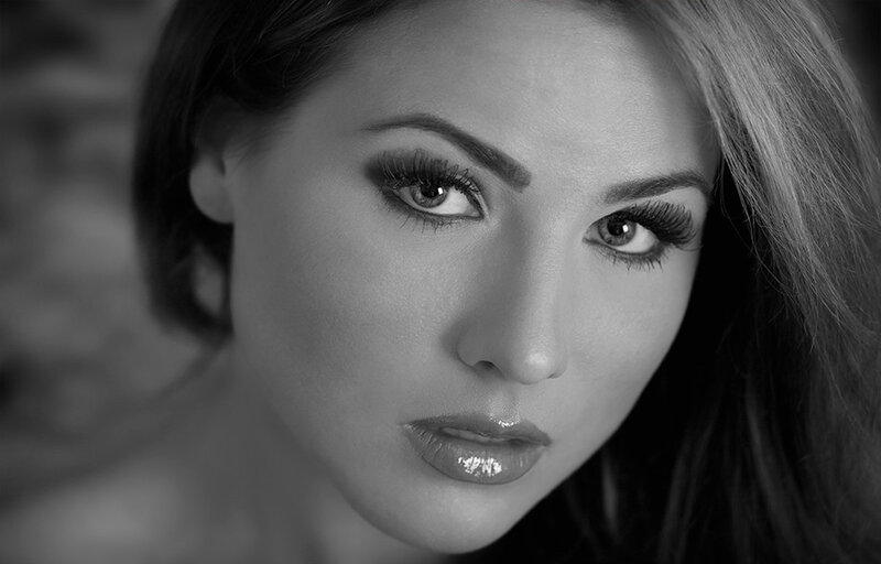 Woman with Long Hair — Black, Dramatic, Photograph, Eyes