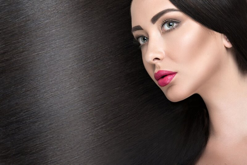 Woman with Long Hair — Black, Dramatic, Photograph, Face, Lipstick