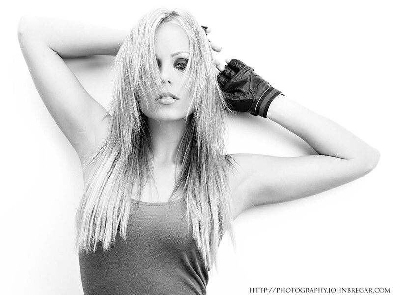 Woman with Long Hair — Black, Dramatic, Photograph, Gloves
