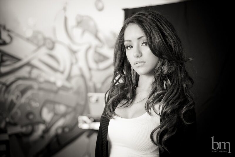 Woman with Long Hair — Black, Dramatic, Photograph, Graffiti Wall