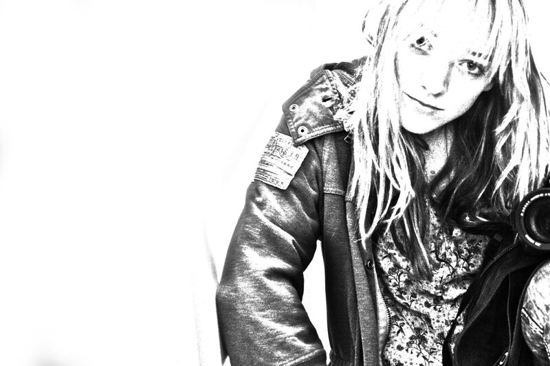 Woman with Long Hair — Black, Dramatic, Photograph, Jacket, Camera