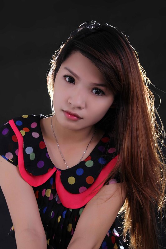 Woman with Long Hair — Black, Dramatic, Photograph, Polka Dots