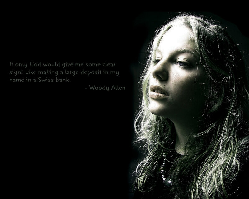 Woman with Long Hair — Black, Dramatic, Photograph, Quote