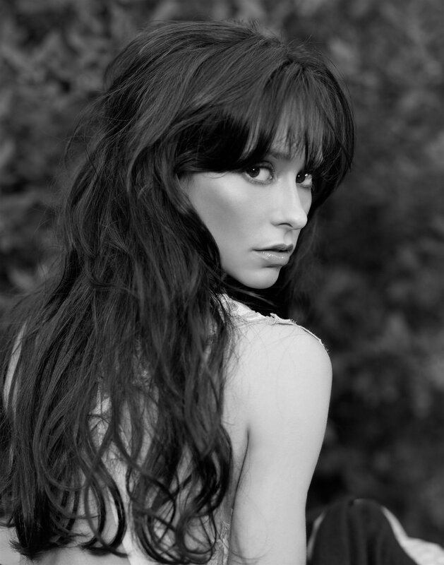 Woman with Long Hair — Black, Dramatic, Photograph, Shoulder, Background