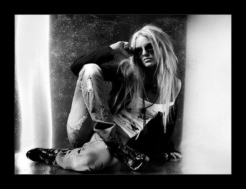 Woman with Long Hair — Black, Dramatic, Photograph, Sunglasses, Jeans