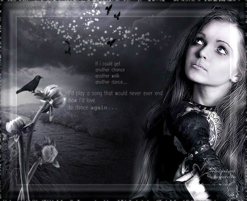 Woman with Long Hair — Black, Melancholic, Night