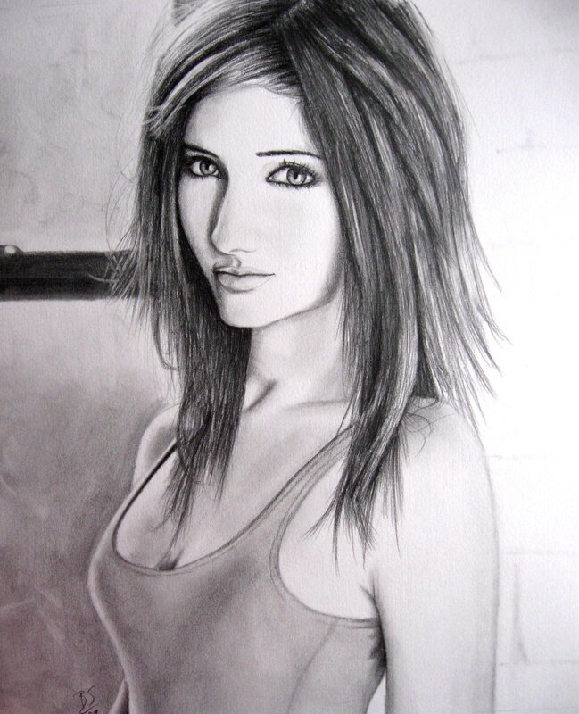 Woman with Long Hair — Black, Neutral, Illustration, Tank Top