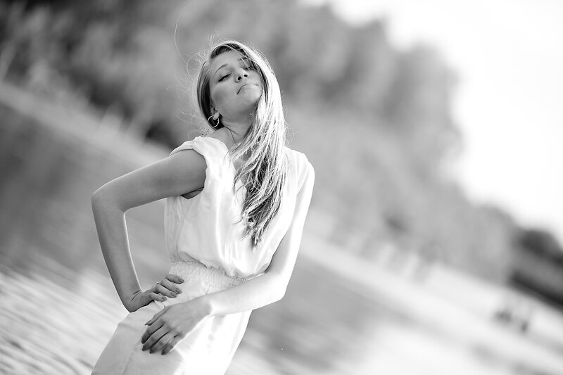 Woman with Long Hair — Black, Serene, Afternoon