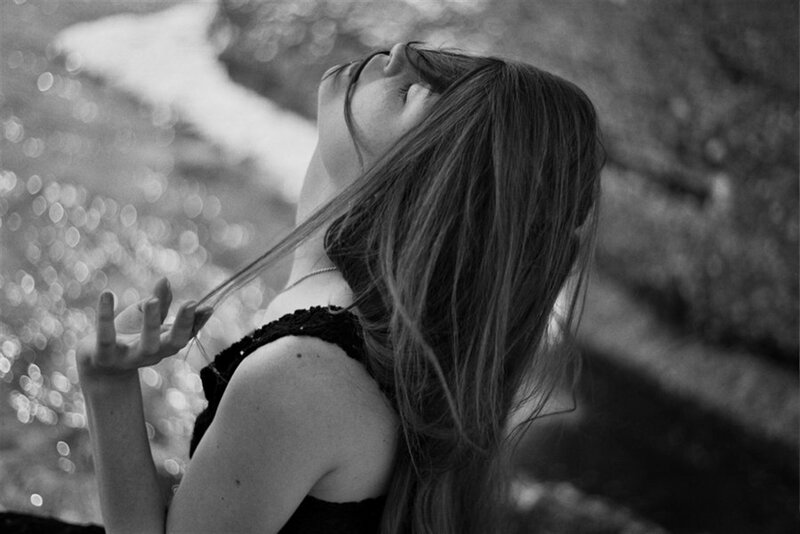 Woman with Long Hair — Black, Serene, Photograph, Water