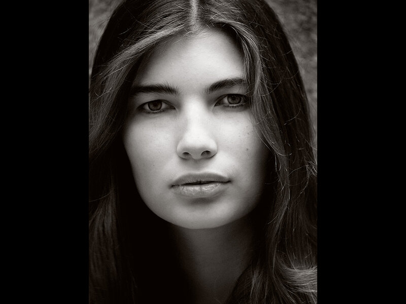 Woman with Long Hair — Black, Serious, Photograph, Face