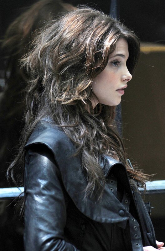 Woman with Long Hair — Black, Serious, Photograph, Leather Jacket