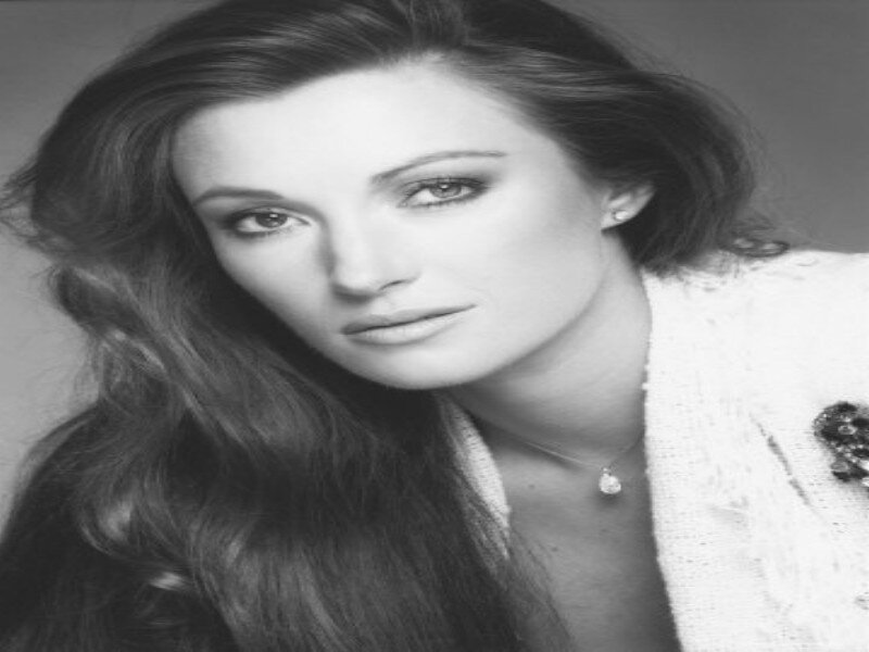 Woman with Long Hair — Black, Serious, Photograph, Necklace