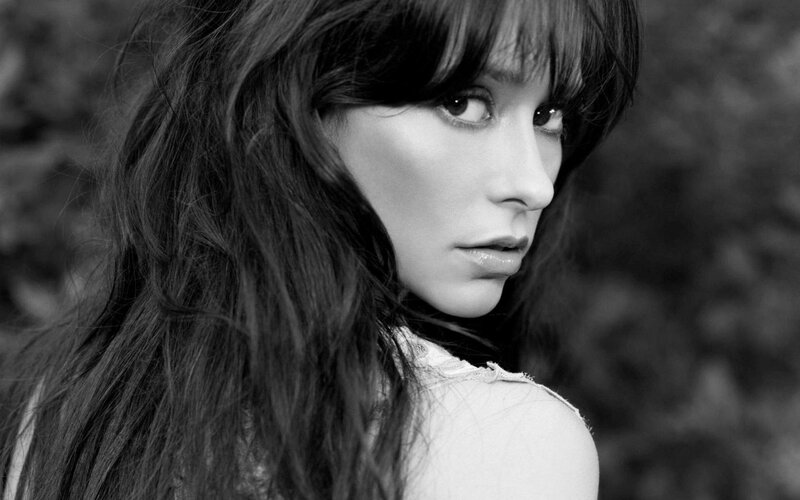 Woman with Long Hair — Black, Serious, Photograph, Shoulder, Face, White