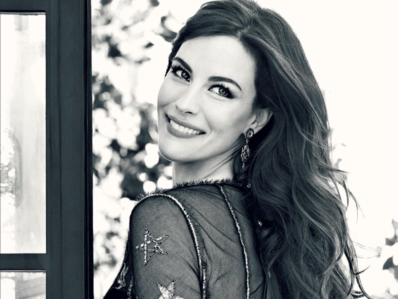 Woman with Long Hair — Black, Smiling, Photograph, Earrings