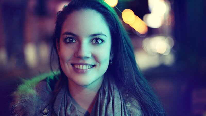 Woman with Long Hair — Blue, Calm, Night