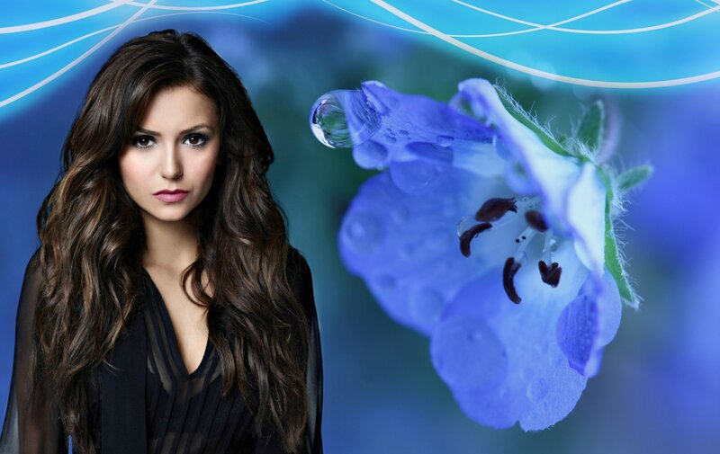 Woman with Long Hair — Blue, Dramatic, Photograph, Blue Flower