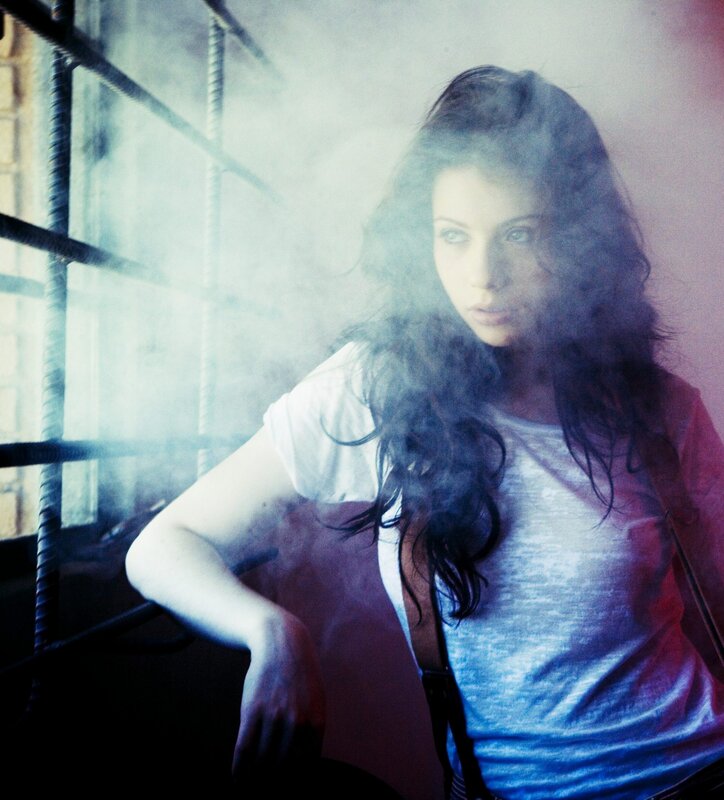 Woman with Long Hair — Blue, Dramatic, Photograph, Smoke