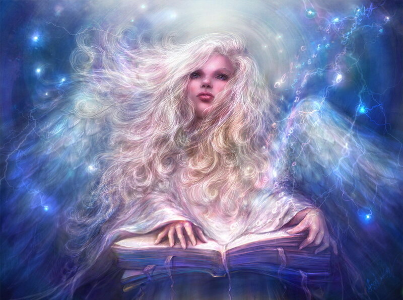 Woman with Long Hair — Blue, Ethereal, Digital Art