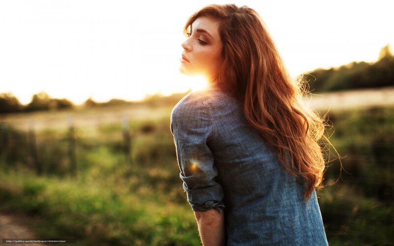 Woman with Long Hair — Blue, Serene, Sunset, Photograph