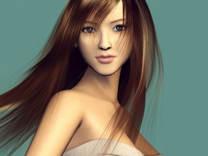 Woman with Long Hair — Brown, Calm, 3d Render