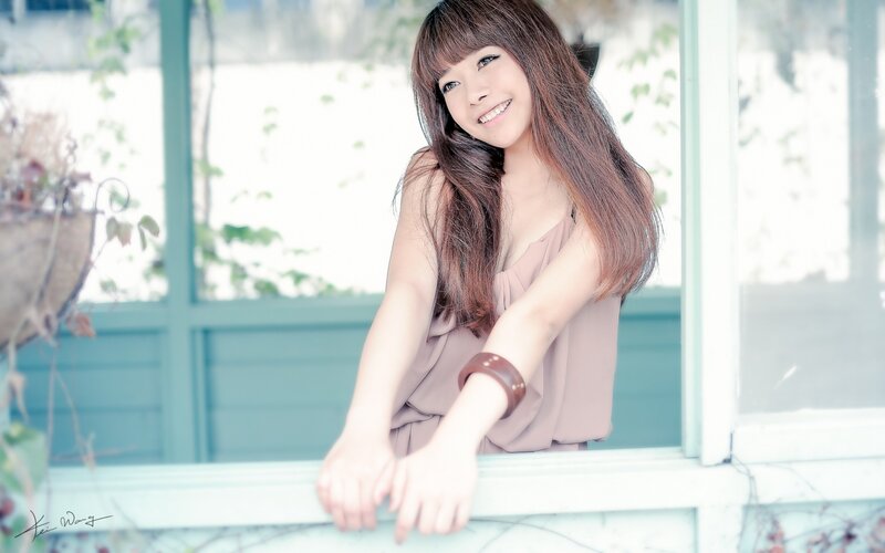 Woman with Long Hair — Brown, Calm, Afternoon, Photograph, Window, Plant, Bracelet