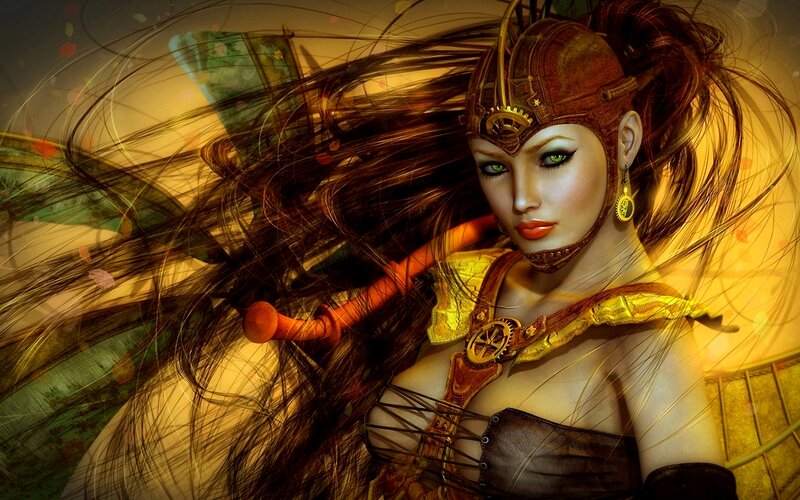 Woman with Long Hair — Brown, Dramatic, Afternoon, Digital Art