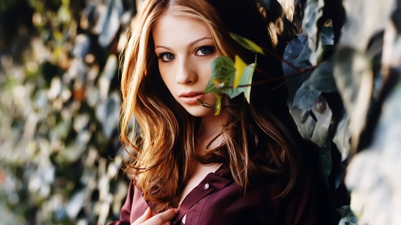 Woman with Long Hair — Brown, Dramatic, Afternoon, Photograph, Leaves