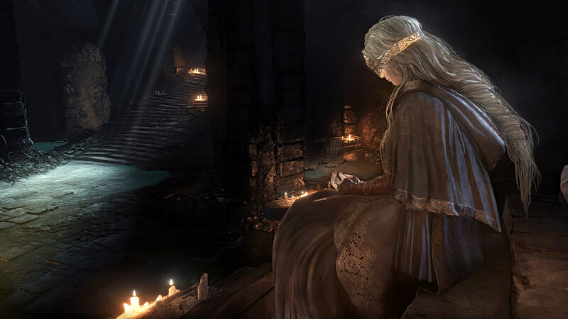 Woman with Long Hair — Brown, Dramatic, Night, Digital Art, Candles