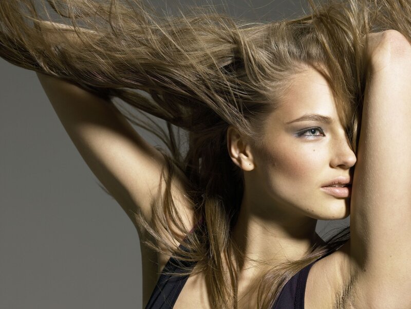 Woman with Long Hair — Brown, Dramatic, Photograph, Arms