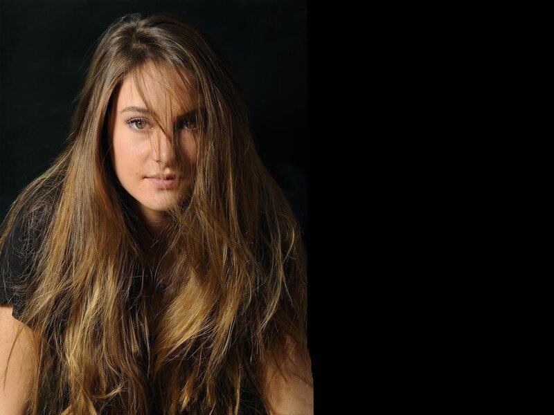 Woman with Long Hair — Brown, Dramatic, Photograph, Black Background