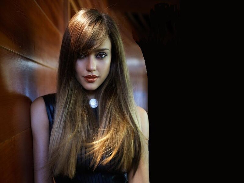Woman with Long Hair — Brown, Dramatic, Photograph, Black Top, Wooden Wall