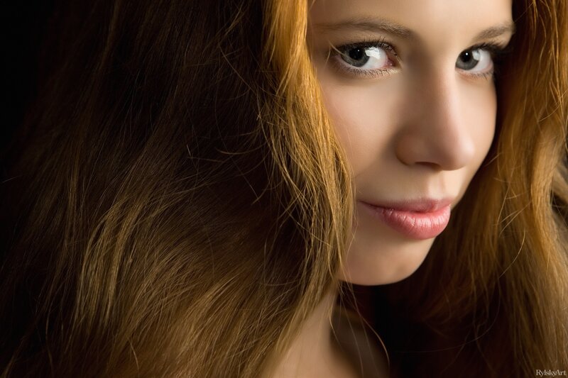 Woman with Long Hair — Brown, Dramatic, Photograph, Eyes, Face