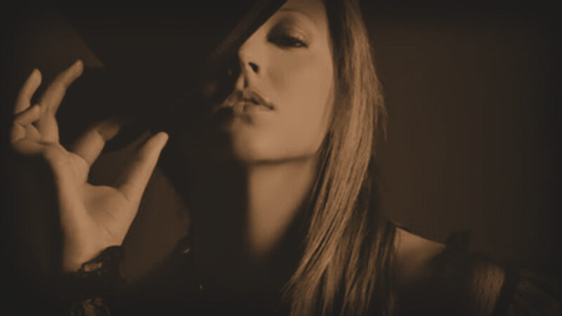 Woman with Long Hair — Brown, Dramatic, Photograph, Hand