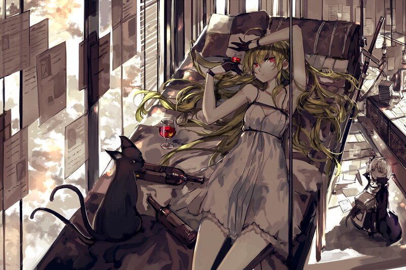 Woman with Long Hair — Brown, Dramatic, Sunset, Anime